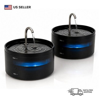2 Units Pet Electric Water Fountain Auto Drinking Bowl Dog Cat Water Dispenser