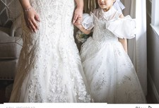 Handmade Girls White Tulle Formal Dress Puff Sleeves Size S Flower Girl