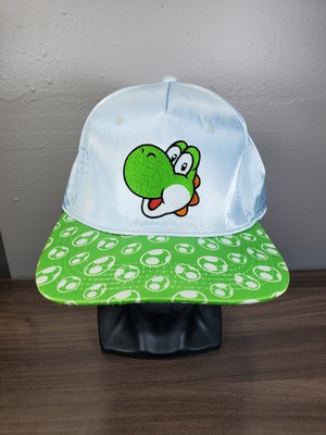 Super Mario Bros Yoshi Hat Shiny Silver Adult Size Nintendo Snapback Cap SNES