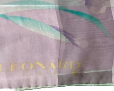 Leonard Paris-Vintage Square Silk Scarf-Floral Print-Made In Italy 32" x 32"