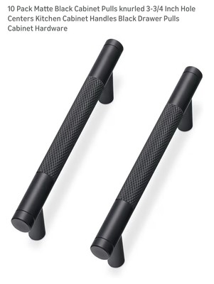 10 Pack Matte Black Knurled Cabinet Pulls   3-3/4'' Hole Centers   KOMOTIA