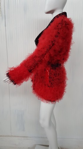 Pelliccia Ecologica Piume di Tulle Giacca Giubbotto Elegante Abbigliamento Lusso - Picture 10 of 24