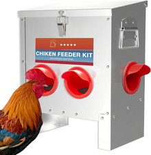 Automatic Chicken Feeder Large Capacity 25Lbs Metal Chicken Feeder with Latch 