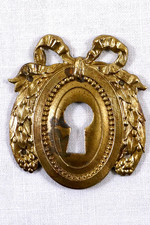 antyczna osłona dziurki od klucza, rozeta, znak na klucze, mosiądz / brąz