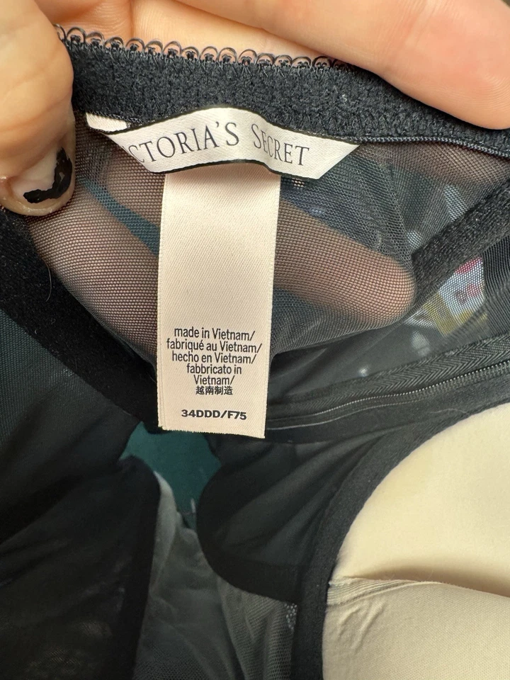 Victoria’s Secret Corsé de Encaje Negro Bustier 34DDD Malla Transparente Lencería Top Cremallera Foto 4 de 4
