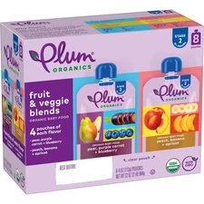 Plum Organics Organic Baby Food Pouches Variety Pack 4oz 8pk 6+ Months