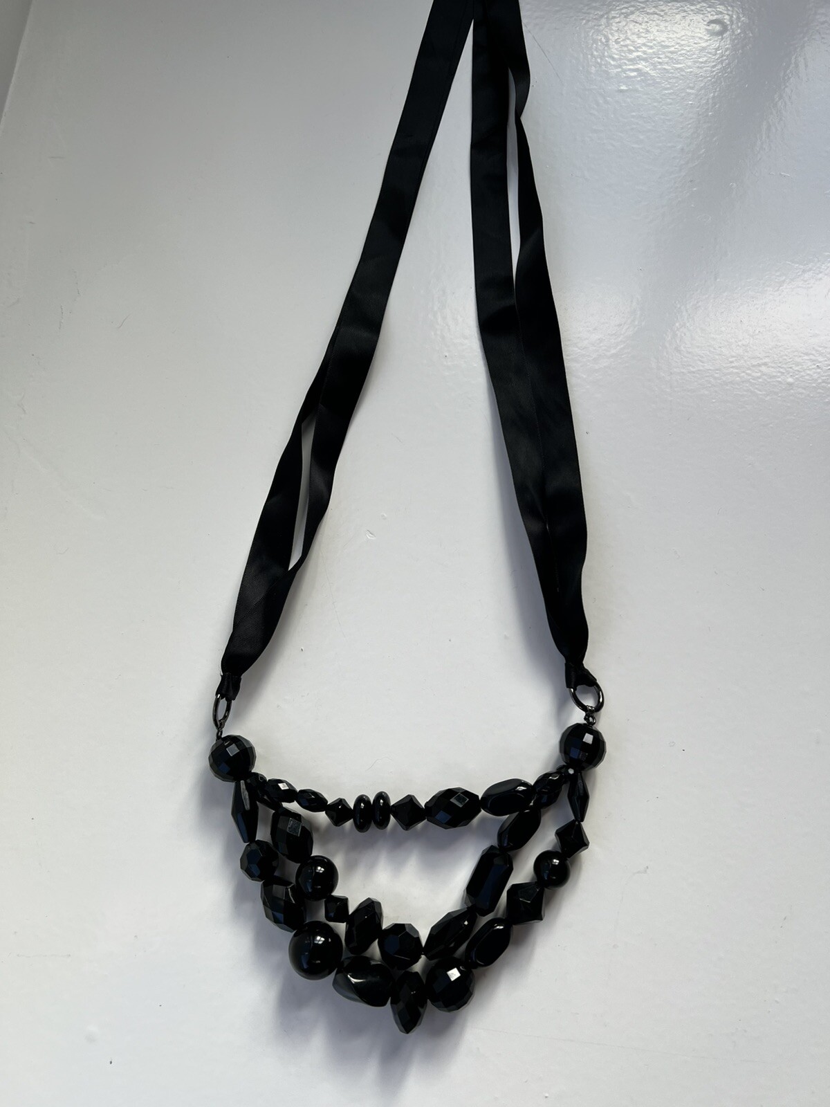 Black Beaded Adjustable Statement Necklace - image 3