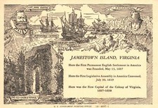 Jamestown Island National Park Service Settlement Virginia VA Vintage Postcard
