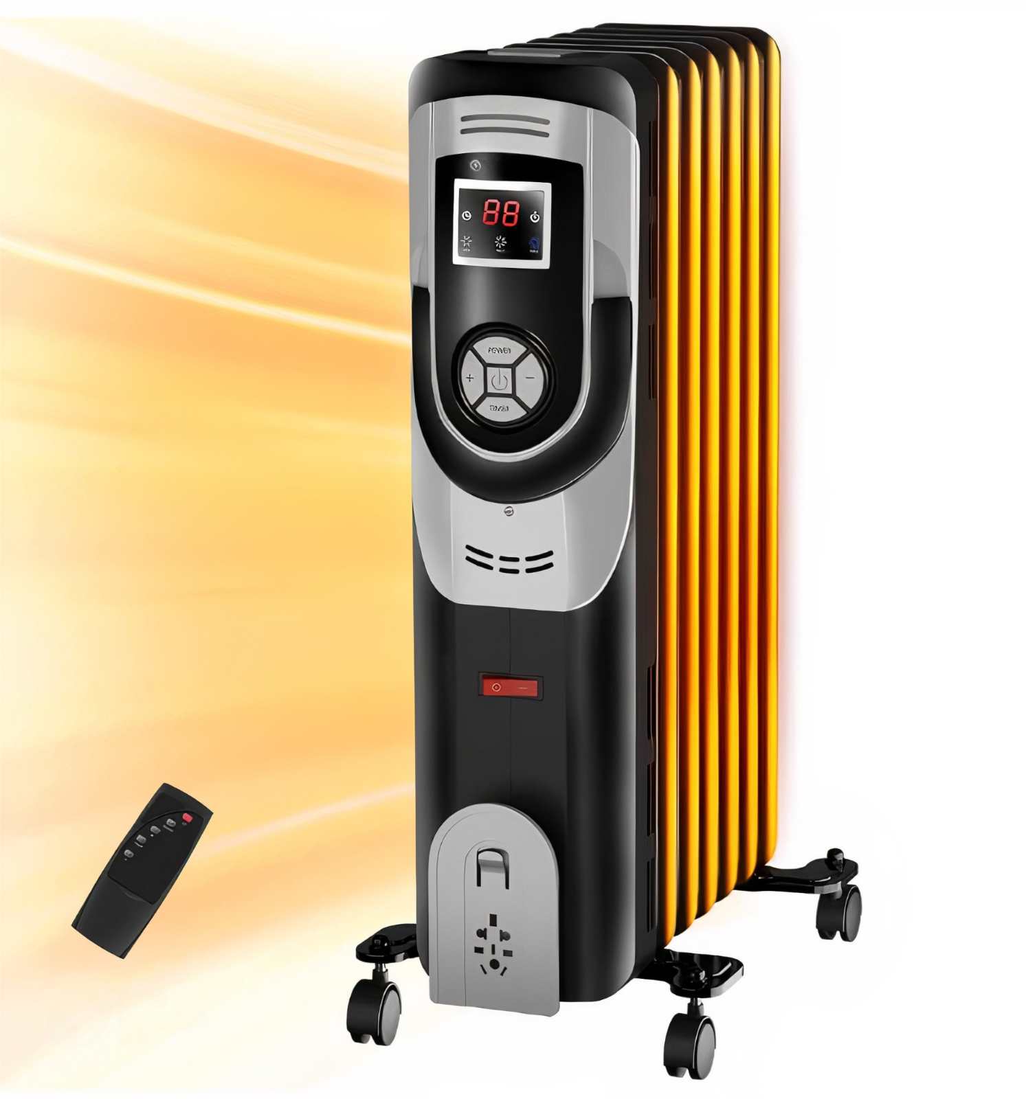 1500W Portable Oil Filled Electric Radiator Heaters for Indoor Use with Remote