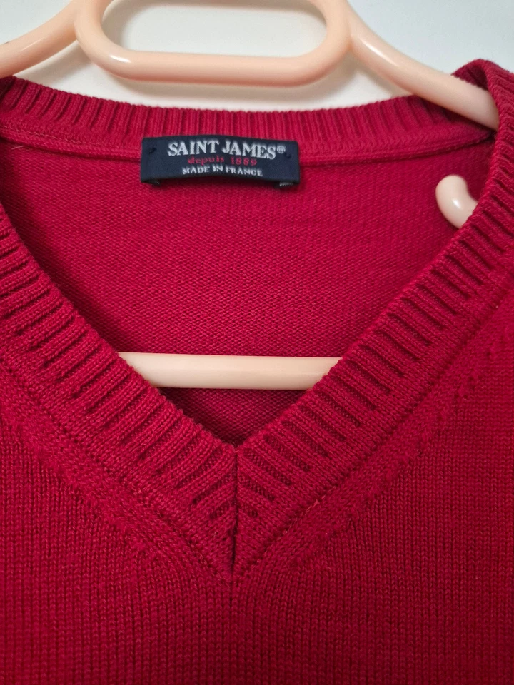 Saint James pull homme col V .Rouge .Taille L - Photo 2/4