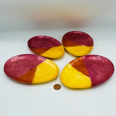 4 Egg Shaped Plates Easter Side Plates Trinket Plates Gloss Geometric
