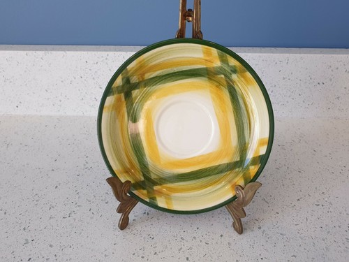 Vintage Antique Metlox Vernonware GINGHAM Green Tea Cup Saucer Plate Dish #11 - Picture 9 of 12