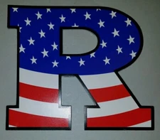 Rutgers University American Flag Block R Magnet, USA, Scarlet Knights, Patriotic