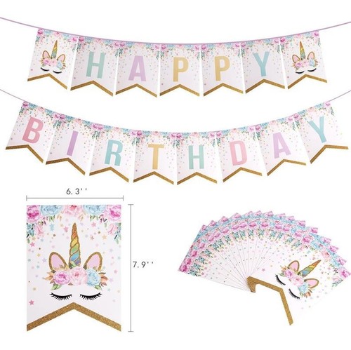 Happy Birthday Unicorn Party Decorations Balloons Banner Streamers Baby Shower - Picture 2 of 8
