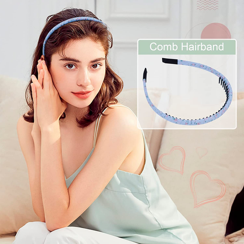 6 PCS Comb Headbands for Women Headbands with Teeth Non-Slip Hair Bands Hoop Res - Picture 4 of 12