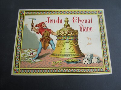 Old c.1900 Antique  - JEU DE CHEVAL BLANC - French  Game PRINT - Box Cover