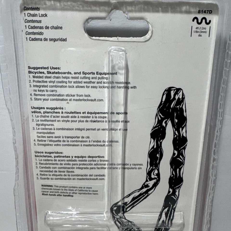 Master Lock 8147D 4 Foot Chain Lock Combination New - Image 4 of 4