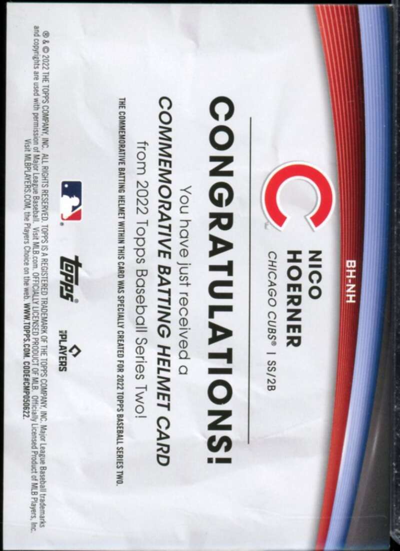 Nico Hoerner Card 2022 Topps Commemorative Batting Helmet Relics Nico Hoerner Card 2022 Topps Commemorative Batting Helmet Relics