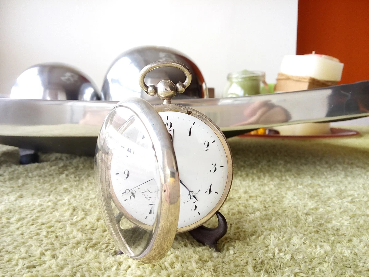WORKING ALARM SILVER POCKET WATCH RELOJ BOLSILLO ALARMA FUNCIONA REVEIL ALARME