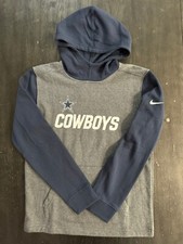 New Youth Nike Dallas Cowboys Burpee Pullover Hoodie Navy/Gray Size Youth Large