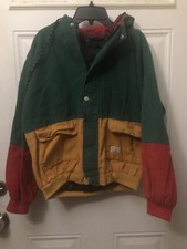 Vintage 90s Style Zaful Hooded Color Block Corduroy Jacket Men Size Large *flaw*