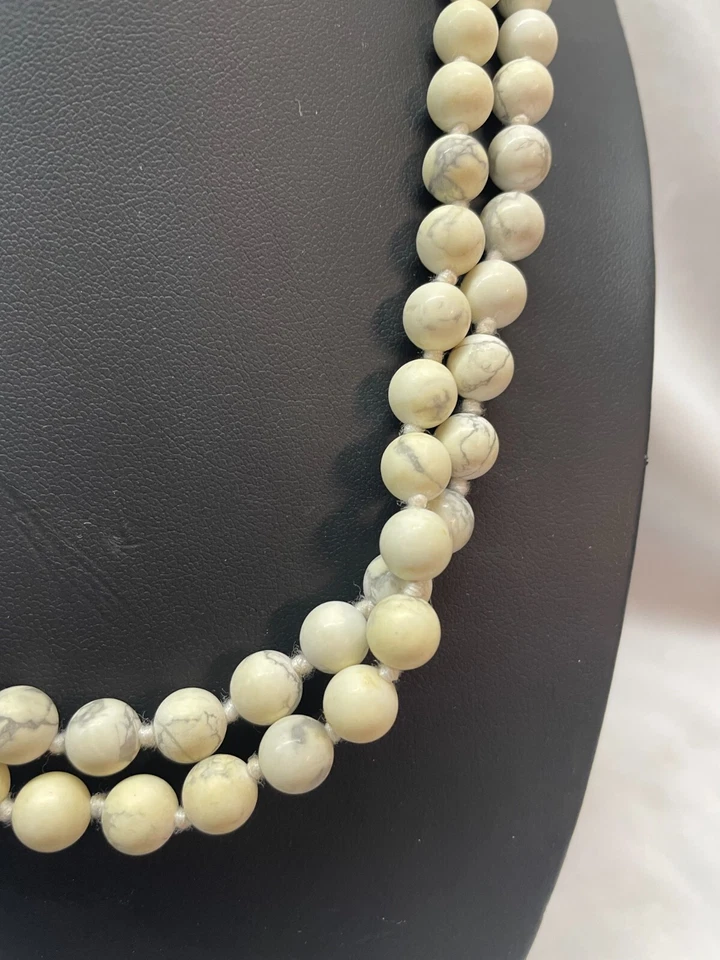 Vintage Smooth Natural Howlite Stone Beads Round Jewellery Making Bracelet 8mm - Image 2 of 4