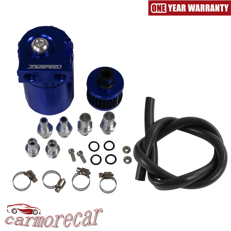 Cilindro de aluminio motor depósito de captura de aceite respirador lata tanque + kit de filtro negro Foto 3 de 3