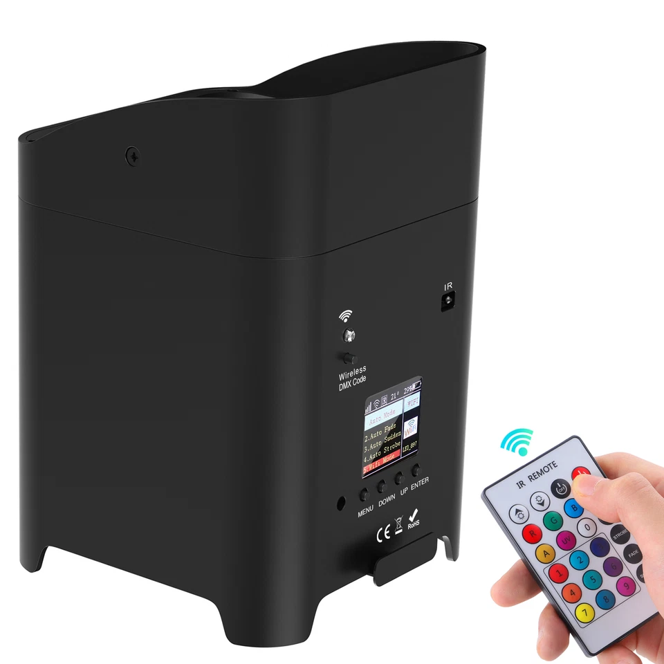 UKING Wireless Up Light 6x18W RGBWA+UV Stage Par Light with WiFi APP Control - Image 3 of 4