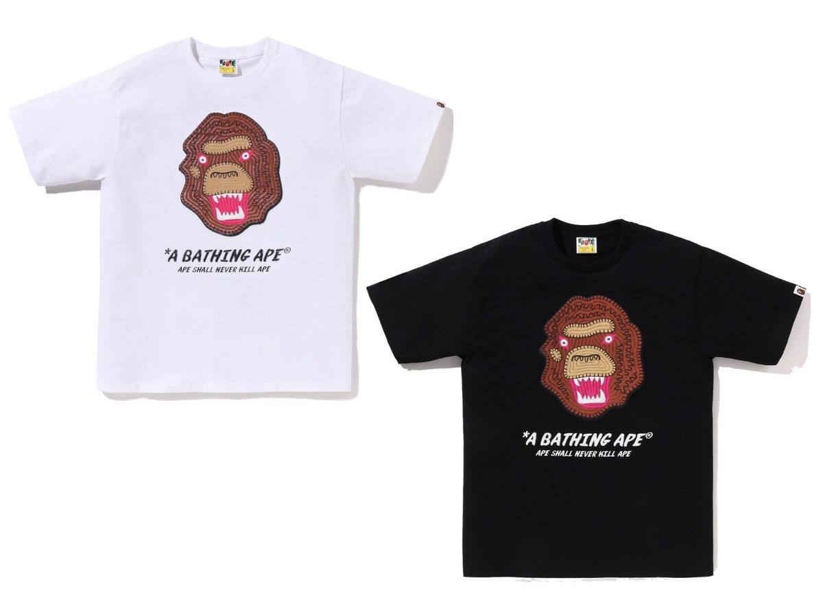 A BATHING APE ロゴ プリントTシャツ 袋付き A Bathing Ape ロゴプリント Tシャツ XS ブラック コットン 両面