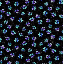 Feline Drive Fabric BIJOUX Metallic Cute Paw Prints - Fat Quarter 18"x22" FQ