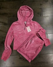 NEW NWT Juicy Couture Velour Bling Tracksuit Hoodie  Pants Hot Pink Size Xl