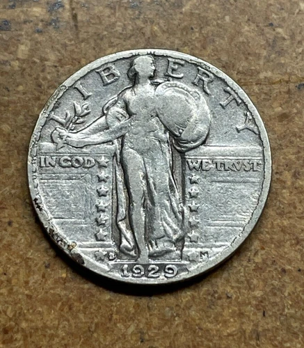 1929-S Standing Liberty Quarter silver coin 25c NICE DETAILS F/VF ?