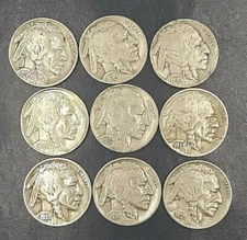 BUFFALO NICKELS FULL DATE 9 PER LOT