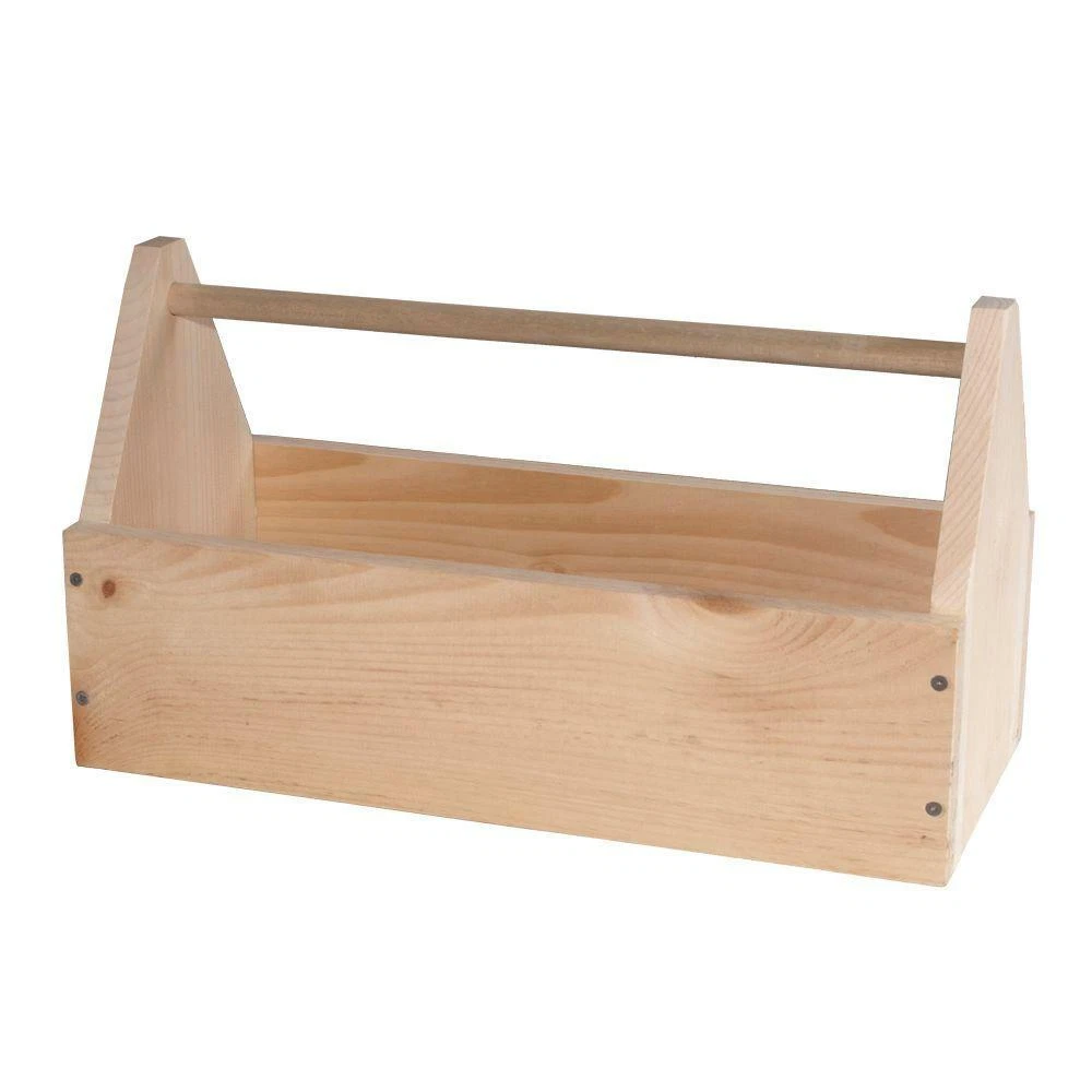 Tool Box Garden Tote Kit Wooden Storage Job Work 8.25 In. Unfinished Wood Large
