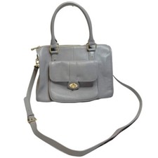Ora Delphine Pebbled Gray Leather Satchel Handbag