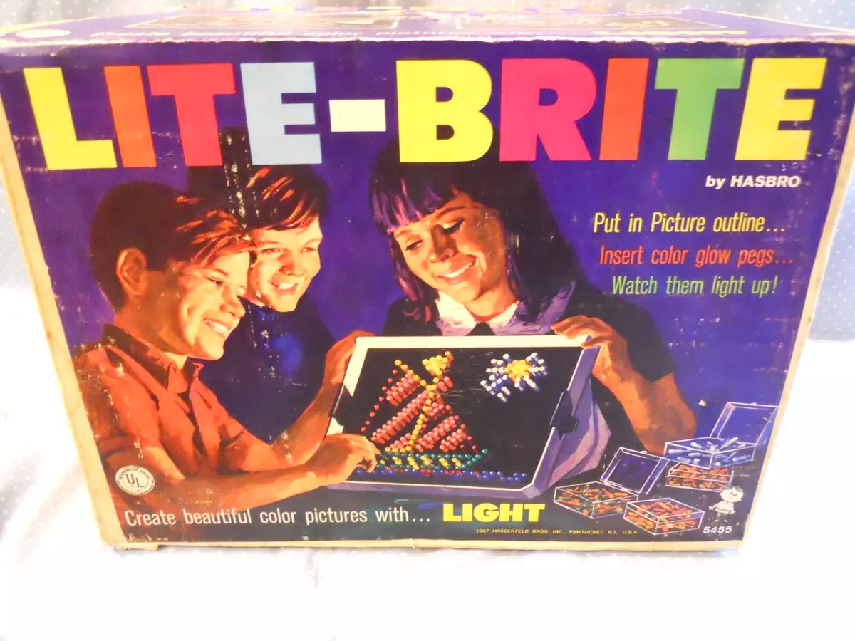 Vtg 1967 Hasbro Lite Brite W 325 Color Glo Pegs Pictures Instructions Orig Box