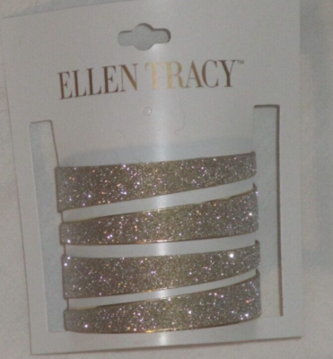New Ellen Tracy Bracelet Cuff Goldtone Glitter Sparkle Jewelry NWT Slip On