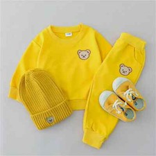 2PCS Children's Set Spring and Autumn Simple Head Round Neck Long Sleeve Pants