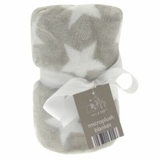 New Elli & Raff Grey Super Soft Star Micro Plush Baby Blanket | Cot Sheet | Gift