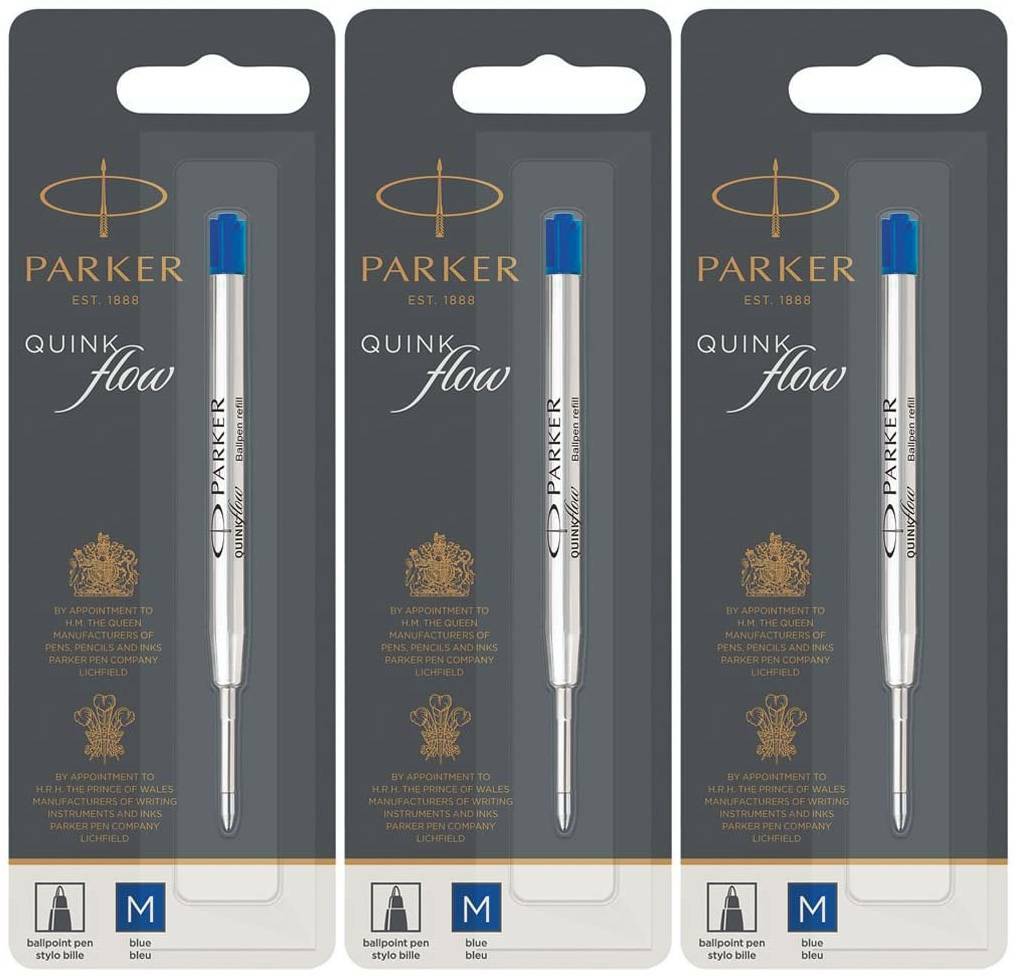 Parker Quinkflow Ballpoint Pen Refills, Medium Point, 3 Packs of 1 Refill