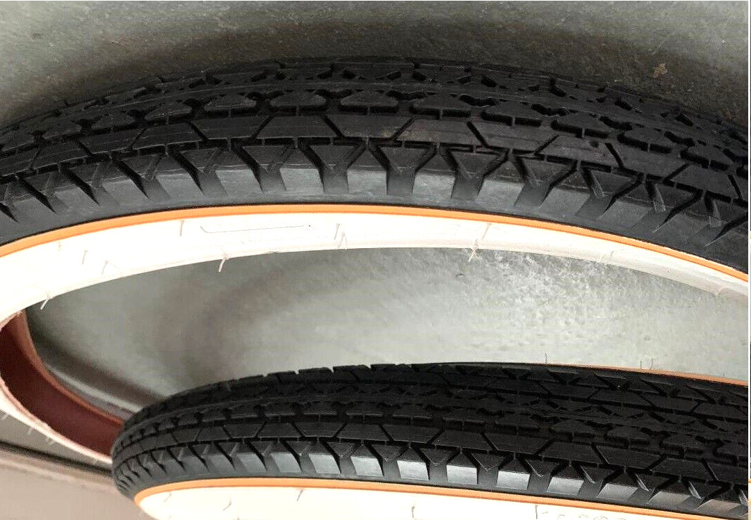 PAIR (2pcs) BICYCLE TIRES 24" X 2.125 YELLOW LINE CRUISER LOWRIDER BIKES