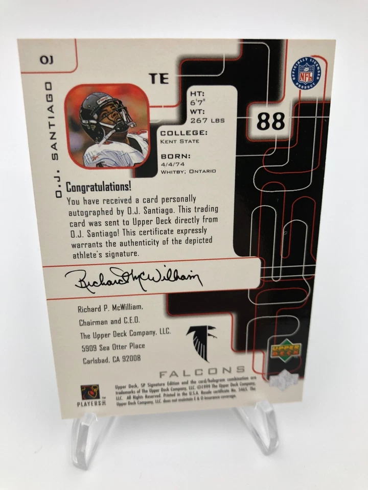 O.J. SANTIAGO AUTO 1999 SP Signature Edition Signed on Card ATLANTA FALCONS - Image 3 of 4
