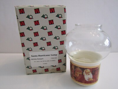 Vintage 1985 Santa Hurricane Lamp Willitts Design Ceramic w Glass Shade 4'' Tall