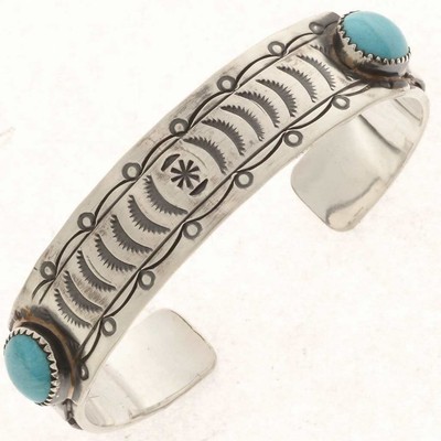 Bracciale Uomo Stile Navajo | Cabochon Turchese E Motivi Piuma | Regolabile E Anticellulite