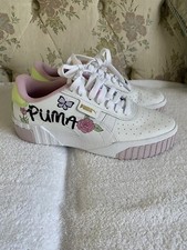Puma Cali Shoes Youth Sz 7 White Pink Low Top Sneakers