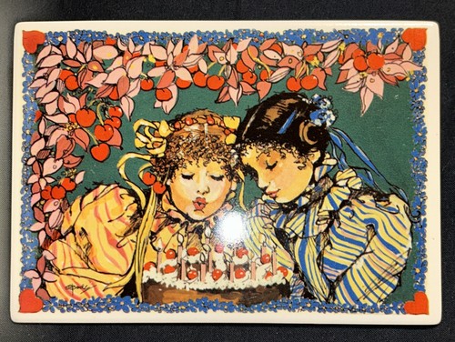 VINTAGE VILBO Villeroy & Boch PORCELAIN BIRTHDAY POSTCARD Bday Party W.- Germany - Picture 2 of 14