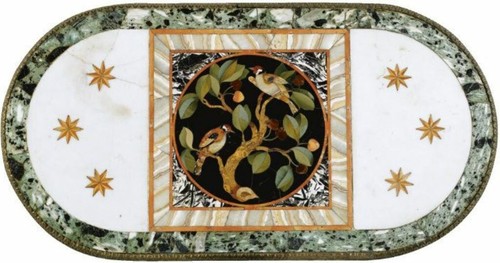 3'x2' white dining coffee center marble table top inlay malachite room decor fuz - Picture 3 of 4