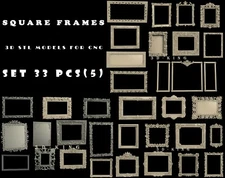 33 Pcs STL 3D Models SQUARE FRAMES 5 for CNC Router Aspire Artcam 3D Printer