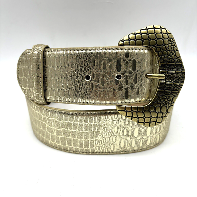 Vintage 00s Chicos Metallic Gold Snakeskin 50/50 Leather PU 
