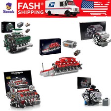 Mould King V8-v12 Engine Model Kits Moc Building Blocks Set W Battery Motor Diy